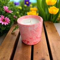 Grand pot à bougie en marbre rouge rose de qualité supérieure, fait main, imperméable, flammé, réutilisable, pour la maison et la villa