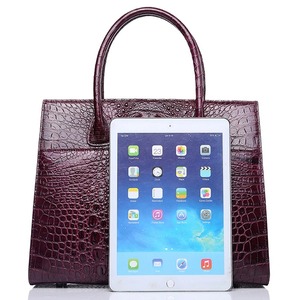 Sac en alligator en cuir véritable décontracté pour femmes Sac à poignée supérieure Sac cartable pour femmes Sac de grande capacité - Product Image 6