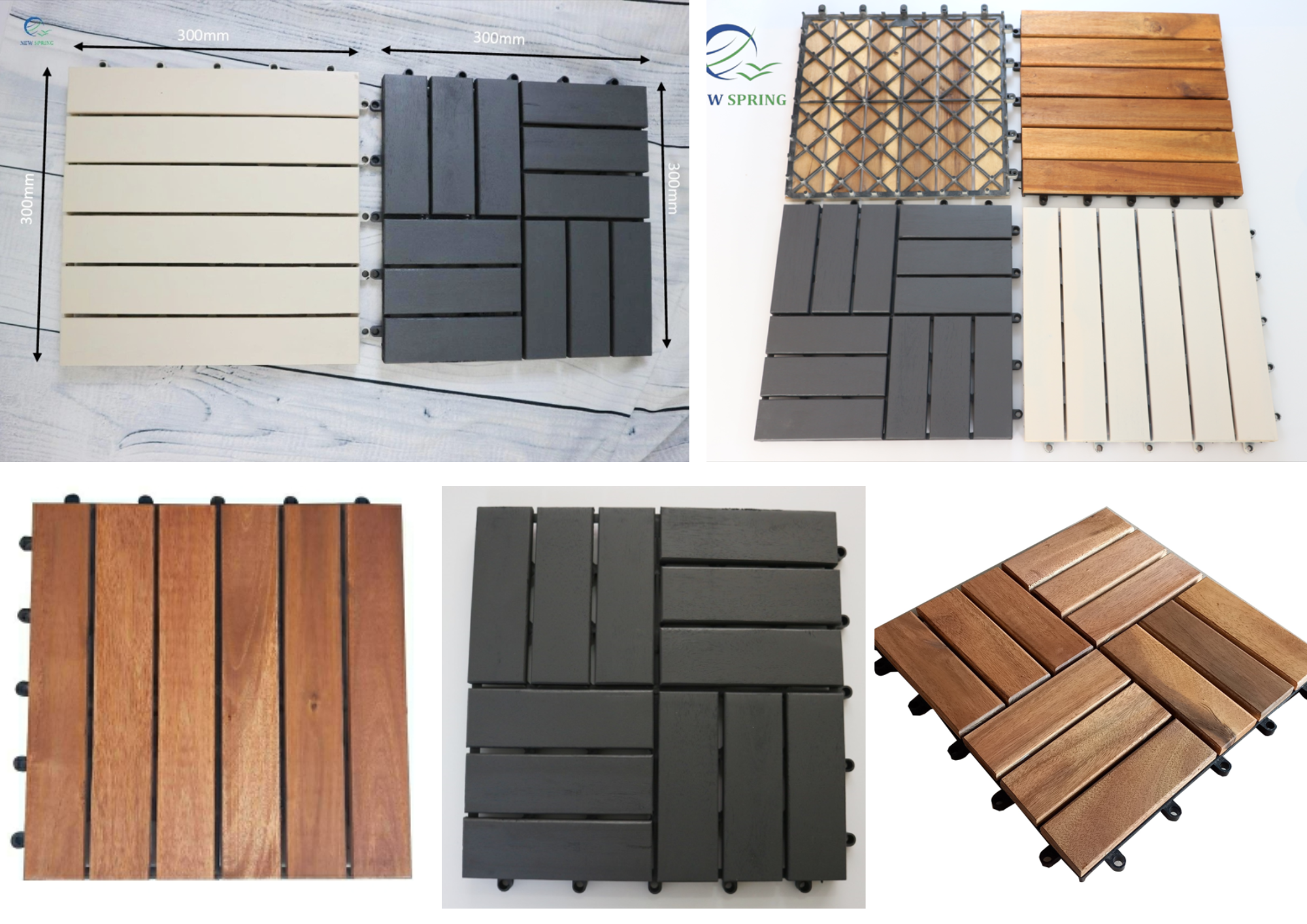 Outdoor Deck and Patio Interlocking Flooring Tiles (Brown-Stained) Easy To Install Interlocking Outdoor