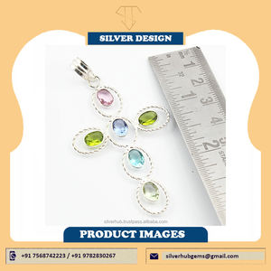 Pendentif croix en argent Sterling 925, bijoux pendentifs en pierres précieuses de guérison naturelles - Product Image 2