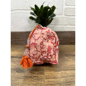 Quilted Bohemian for Toiletry & <b>Makeup</b> Bag with Tassel Pattern Block Print String Closure Portable <b>Case</b> for Storage - Product Image 5