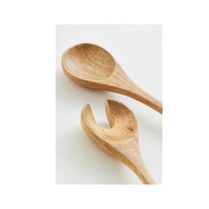 Vente flash : service à salade en bois, bois de manguier poli émaillé, avec plateau rond assorti - Product Image 4