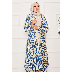 Navy Blue Full-Length Button-<b>Down</b> Crepe Two-Piece Casual Set XL Size Elasticated Sleeves Minimum Order 2pcs - Product Image 2