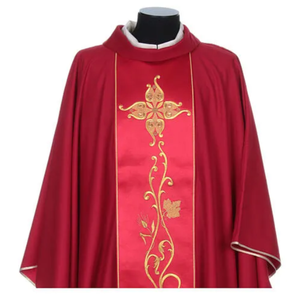 Chasuble de prêtre rouge 2025, vêtements liturgiques d'église, robe de prière ethnique en coton vintage, cape de haute qualité fabriquée au Pakistan, personnalisable - Product Image 4