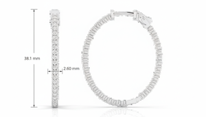 ต่างหูห่วงทองคำ 14K สำหรับผู้หญิง ประดับเพชรธรรมชาติแบบลอยตัวด้านในและด้านนอก 66 ชิ้น ชุบโรเดียม รับรองโดย IGI - Product Image 2