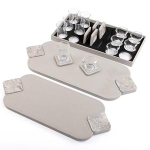 Plateau de service décoratif en cuir de style antique sans poignée, motifs ornés et détaillés pour une présentation artistique - Product Image 5