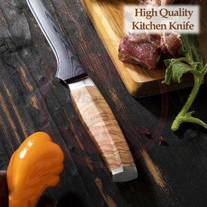 Couteau à filet en bois de cuisine \ Couteau à poisson à filet en acier damas de haute qualité professionnel - Product Image 5