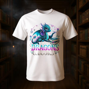 T-shirt promozionale Dragon Reading Just a Girl per chi ama i draghi e i libri - Product Image 3