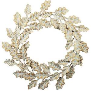 Couronne de feuilles de chêne en métal et décoration d'intérieur d'automne, sculptures murales en métal durables - Couronne de fleurs en métal décorative en gros pour la décoration - Product Image 1