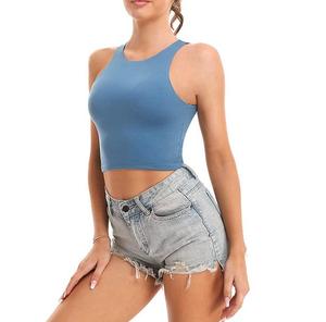 Top corto de manga corta 2024, Camiseta de algodón con el mejor diseño para mujer, cuello redondo informal con logotipo frontal, patrón de estampado de talla XS de verano - Product Image 3