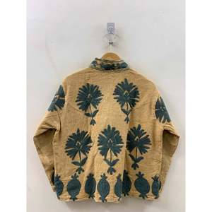 Chaqueta Reversible Dorada Suzani para Mujer, Bordada a Mano, con Patrón Floral de Algodón Waffle, Talla XL, para Otoño y Primavera - Product Image 2