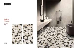 Azulejos de Porcelana RANIER CREMA TERRAZZO con Superficie Tallada de Diseño - Product Image 2