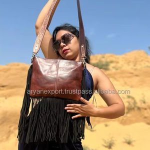 Indian Luxurious Western Cowhide Hair On Women Luxury Crossbody Sling Bag with Hand <b>Tooled</b> Floral & Designer Ready to Stock Bags - Product Image 5