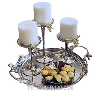 Lot de 2 bougeoirs plaqués argent, aluminium, métal, luxe, maison, hôtel, éclairage, décoration - Product Image 6