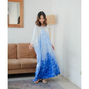 Caftán pintado a mano de la mejor calidad para mujer, caftán elegante para mujer, Shibori azul - Product Image 4