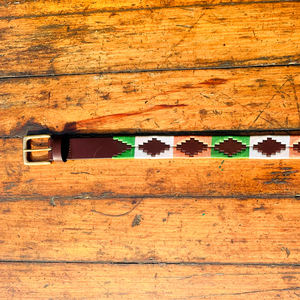 Cinturón de cuero genuino Polo juvenil vintage de alta calidad con hebilla de latón macizo azafrán verde-Accesorio de calidad pesada - Product Image 4