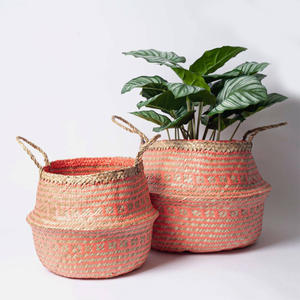 ตะกร้าหญ้าทะเลตกแต่งสำหรับเก็บตะกร้าฟาง - Product Image 6