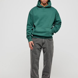 Drop Shoulder Loose Men Sudadera con capucha de algodón para hombres Streetwear Heavyweight Fleece Full Pullover Hoodies - Product Image 3