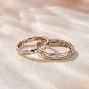Jeulia Classic Tri-Color <b>Matching</b> <b>Couple</b> <b>Ring</b> Set-Fashion Jewelry - Product Image 3