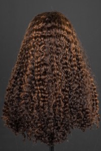 Perruque bouclée eurasienne en cheveux humains en gros, personnalisable, colorée, avec dentelle transparente et HD - Product Image 4