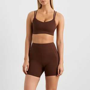 กางเกงขาสั้นเอวสูงสำหรับผู้หญิงกางเกงขาสั้นสำหรับนักปั่นฟิตเนสออกกำลังกายขาสั้นแฟชั่นพิมพ์โลโก้สีพื้นสไตล์ลำลองระบายอากาศได้ดีแห้งเร็ว - Product Image 4