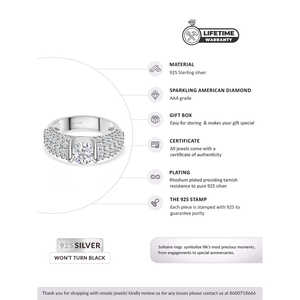 Bague solitaire en argent sterling 14K, 3 carats, diamants américains de qualité AAA avec placage micron et rhodium, bagues fines - Product Image 5