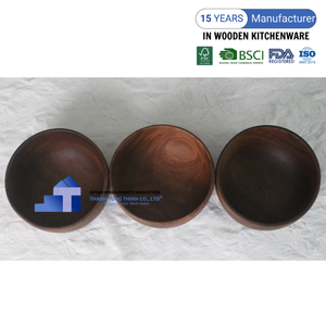 <b>Hot</b> Selling Natural Acacia Wooden Bowls Salad Bowls For Serving and Kitchen Accessories Wholesale From Vietnam Manufacturer - Product Image 4