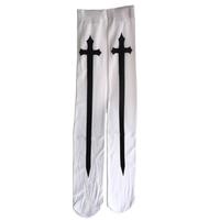 Déguisements d'halloween pour femmes, bas hauts de cuisse, tenue de fête sur le thème, bas imprimés en noir et blanc, Design épée croisée, chaussettes gothiques pour Cosplay