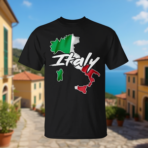 Camiseta con mapa de la bandera de Italia para niños y niñas, regalo de recuerdo, estilo vintage negro - Product Image 3