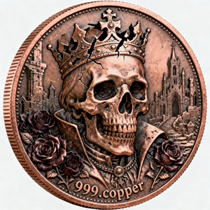 Moneta commemorativa da collezione in rame puro 999 da 1 oz con teschio, leone, lupo, aquila in alto rilievo 3D, personalizzata, direttamente dalla fabbrica - Product Image 1