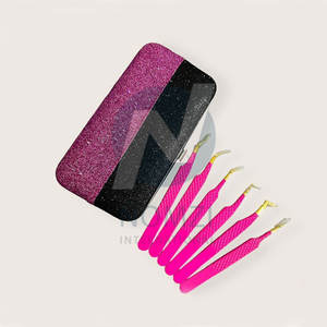 Pinzas para pestañas antideslizantes de acero inoxidable 100%, puntas de fibra puntiagudas, entrega en Puerta de etiqueta privada incluida para una sujeción perfecta de pestañas - Product Image 3