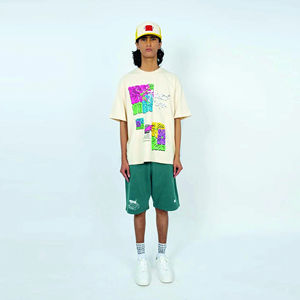 เสื้อยืดพิมพ์ลายสไตล์สตรีทสำหรับผู้ชาย, เสื้อยืดแขนสั้นโอเวอร์ไซส์ทรงหลวมวัฒนธรรมฮิปฮอป100% ผ้าคอตตอนใหม่ฤดูร้อน - Product Image 1