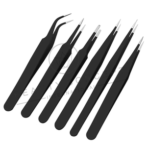 Pinzas de pestañas curvas rectas de acero inoxidable Pinzas de extensión de pestañas Herramientas de maquillaje de Beauty Concept International - Product Image 1
