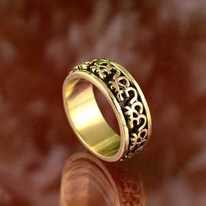 Anillo de latón con símbolo OM, chapado en oro oxidado, anillo religioso hindú, novedad, venta al por mayor, anillo unisex. - Product Image 3