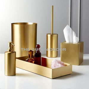 ชุดห้องน้ำห้าชิ้นยอดนิยมพร้อมเครื่องประดับโลหะสแตนเลสทรงสี่เหลี่ยมสีดำเงา - Product Image 4