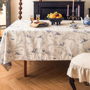 Modern Woven Linen <b>Square</b> <b>Tablecloth</b> Decor Dustproof Non-Slip Washable Floral Forest Print Home Hotel Party Use - Product Image 3