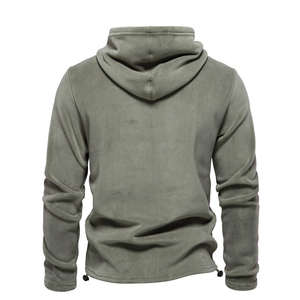 Sudadera con capucha de lana de algodón y poliéster para hombre, sudaderas con capucha de invierno con cremallera de gran tamaño y bordado suave de alto peso - Product Image 4