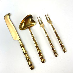Venta al por mayor de lujo de suministro directo de fábrica, cuchillo personalizado, tenedor, cuchara, cubiertos de acero inoxidable, juego de cubiertos de oro real para hotel/hogar - Product Image 2