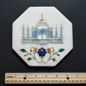 Taj Mahal Azulejo de pared de arte floral Incrustaciones de mármol semipreciosas para decoración del hogar y diseño de interiores - Product Image 1
