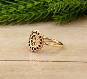 New 2024 Geometric Round Filigree Texture <b>Open</b> Adjustable <b>Ring</b> Women Finger Jewelry 18k Gold Solid Brass <b>Ring</b> Women Fashion Acc - Product Image 3