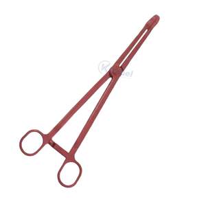 Pinces à pansements chirurgicales en acier inoxydable à pointe incurvée avec poignée à anneau pour applications médicales hospitalières - Product Image 5