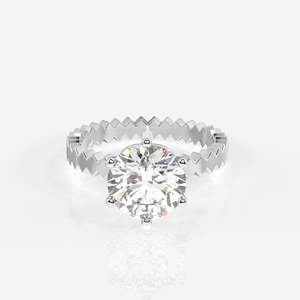 แหวนทอง 18K ประดับเพชรโมอิสซาไนต์ทรงกลม แหวนหมั้นโมอิสซาไนต์สุดหรู - Product Image 5