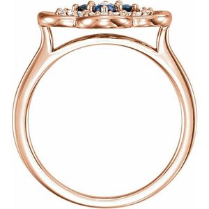 Clover Gemstone <b>Ring</b> <b>Turquoise</b> Topaz Garnet Yellow White Platinum Rhodium Plated Engagement <b>Ring</b> with Cut Gemstone Inlay - Product Image 2