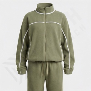 Ensemble de survêtement pour femme, léger et respirant, avec sweat à capuche et pantalon de survêtement évasé 350 g/m², fermeture éclair, vêtements de sport, couleur personnalisée - Product Image 1