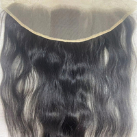 Ekstensi rambut manusia bebas kusut kutikula 13/4 pemanjangan rambut manusia sedikit bergelombang Swiss renda Frontal Harga rambut grosir