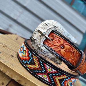 Outillage à la main en alliage personnalisable international rodéo en cuir de vachette robuste écologique Western perlé Cowboy Cowgirl ceinture - Product Image 2