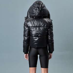 Chaquetas acolchadas de plumón para mujer, chaqueta de talla grande con burbujas para mujer, chaquetas de invierno acolchadas brillantes para mujer, Color negro cómodo - Product Image 5