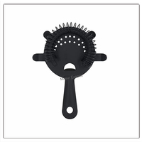 Ensemble de passoires de bar en acier inoxydable à 4 broches Matériau PC Outil de cocktail en métal noir Passoire d'aubépine pour le vin, les restaurants et les fêtes