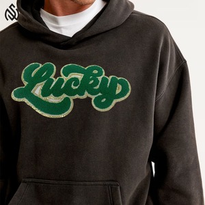 Personalizado de peso pesado Chenille bordado Logo Streetwear Fleece Patch Chenille bordado sudaderas con capucha para los hombres - Product Image 6