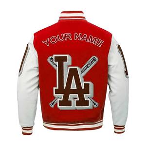Veste de baseball varsity avec logos brodés pour hommes, personnalisable, col montant en laine, style sportif vintage, vêtements de sport d'hiver - Product Image 2